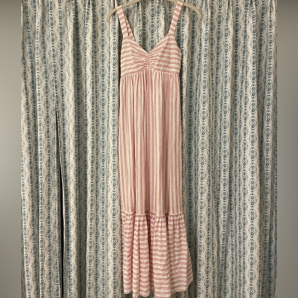 Banana Republic Red Stripe Linen Midi Dress